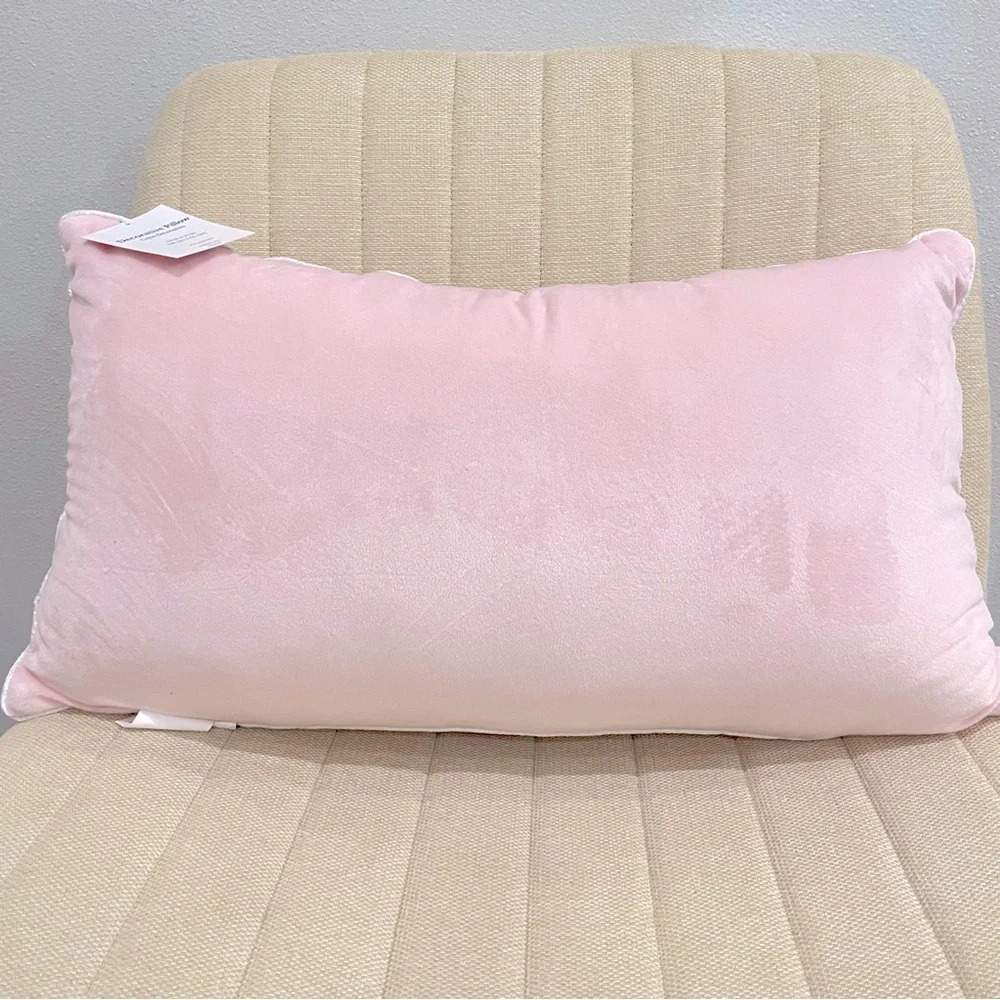 Pink Retro Ghost Floral Halloween Lumbar Pillow Glitter Embroidered Plush Decor